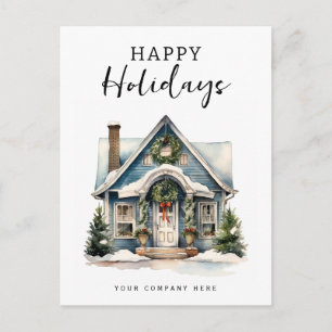 Glad helg Festive Watercolor House Vykort