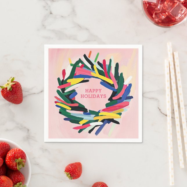 Glad helg Fet färgstark julfransar Pappersservett (Insitu)