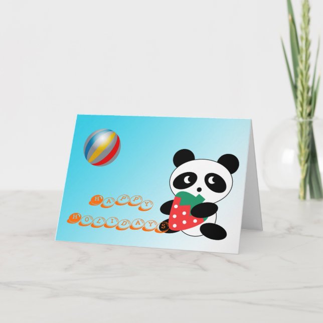 Glad helg! Fin panda med jordgubbsbär Helgkort (Framsida)