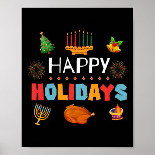 Glad helg Firande Diwali Kwanzaa Hanukkah Poster