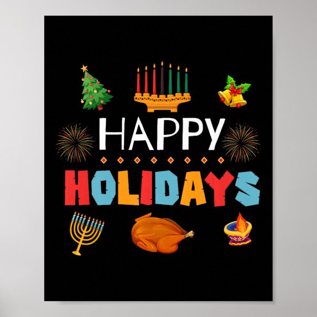 Glad helg Firande Diwali Kwanzaa Hanukkah Poster (Framsidan)