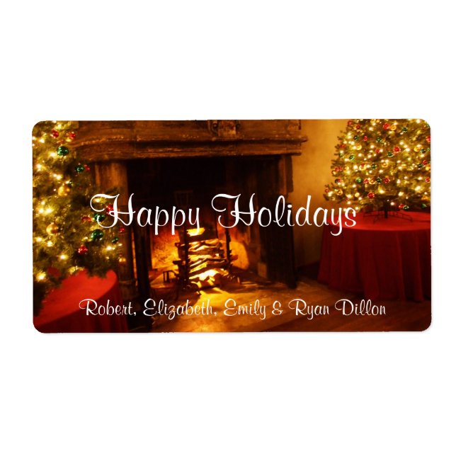 Glad helg Fireplace Julgran Vin Fraktsedel (Framsidan)