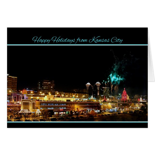 Glad helg Fireworks Kansas City Plaza Ljus Hälsningskort (Framsidan Horizontal)