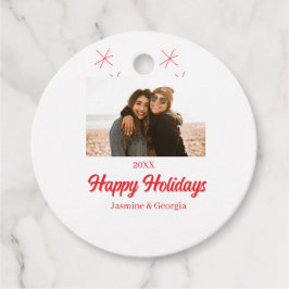 Glad helg flickors familjefotopresenter jul gåvor etiketter