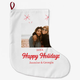 Glad helg flickors familjefotopresenter jul stor julstrumpa