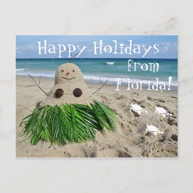 Glad helg Florida jul Snögubbe Sandman Vykort (Framsida)