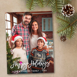 Glad helg för Family Photo Modern Push Script Vykort