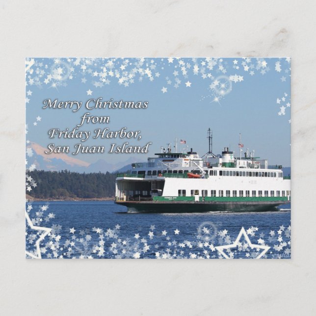 Glad helg för jul för fredaghamnfärja vykort (Framsida)