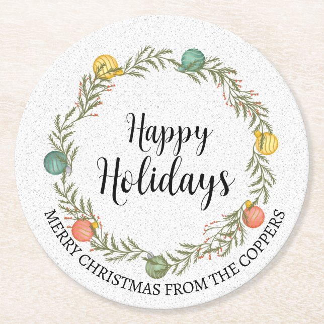 Glad helg för julfransar underlägg papper rund (Framsidan)