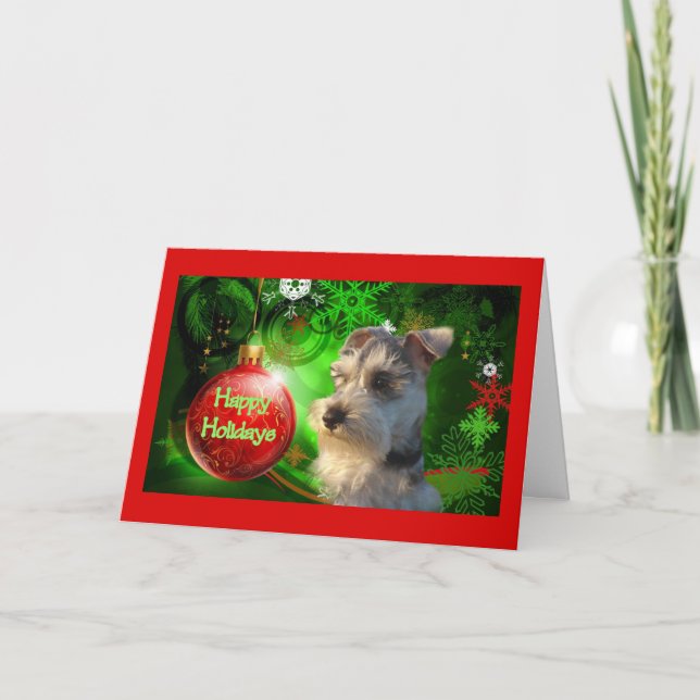 Glad helg för miniatyrSchnauzerjulkort (Framsida)