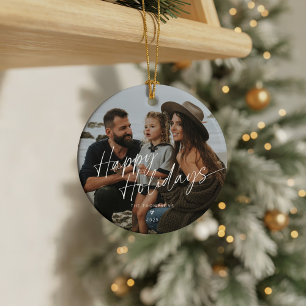 Glad helg för modern julskript julgransprydnad keramik
