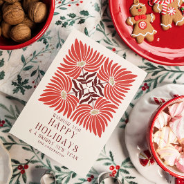 Glad helg Foto Modern fet röd blommig Julkort