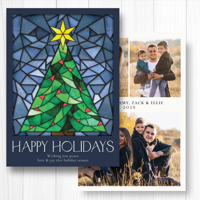 Glad helg Foto Retro Navy Julkort (Skapare uppladdad)