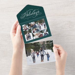 Glad helg fotokollage trifold mörk grönt