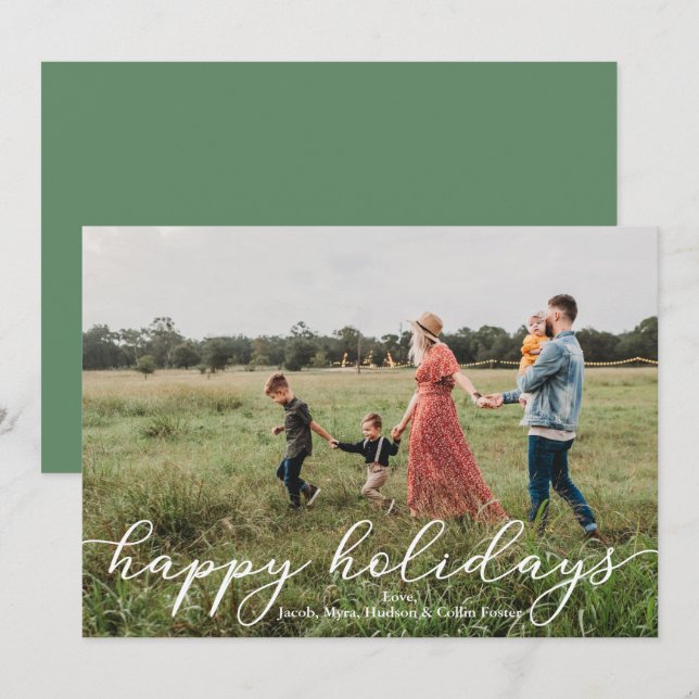 Glad helg-fotokort med skript inbjudningar (Fram/baksida)