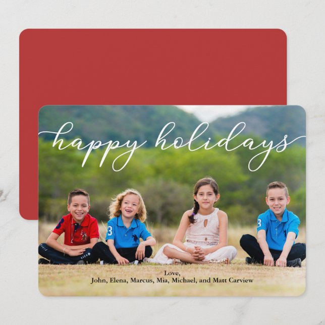 Glad helg-fotokort med skript inbjudningar (Fram/baksida)