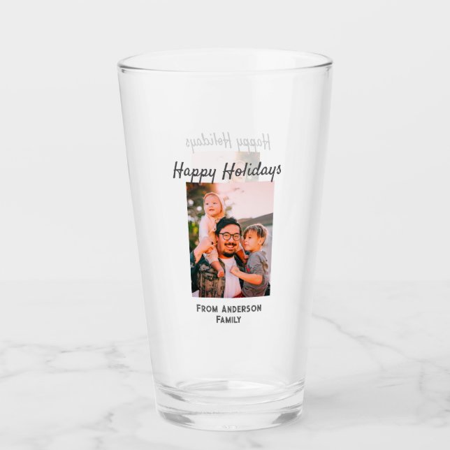 Glad helg fotomodern kärlek-familj glaskopp (Framsida)