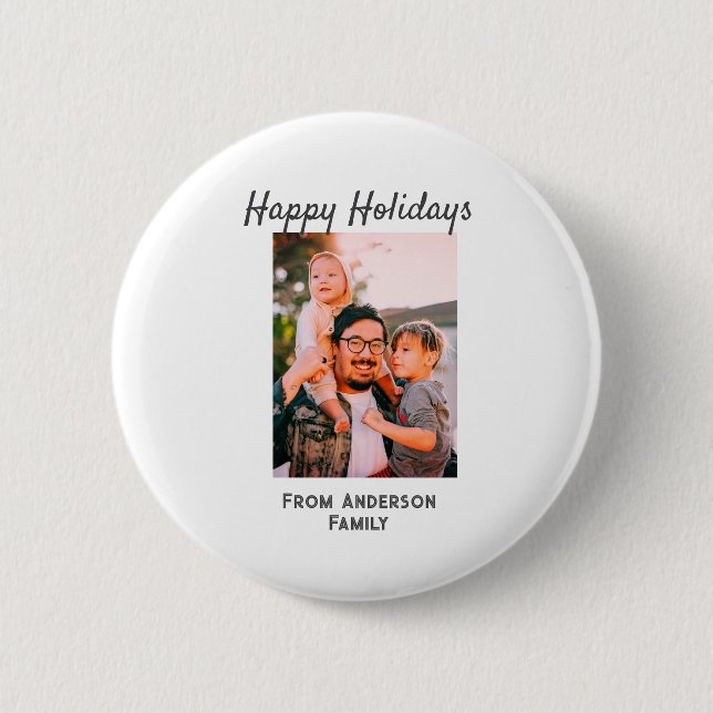 Glad helg fotomodern kärlek-familj knapp (Framsida)