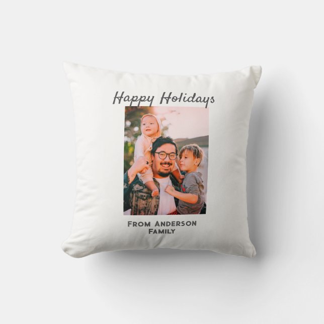 Glad helg fotomodern kärlek-familj kudde (Framsida)