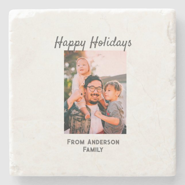 Glad helg fotomodern kärlek-familj stenunderlägg (Framsidan)