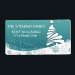 Glad helg fraktsedel<br><div class="desc">Glad helg illustration med dekorationen Julgran,  stjärnor och snöflingor med vinterscenen</div>