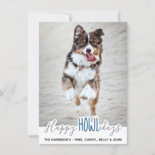 Glad helg från Hund - Grått Blue Pet Photo Julkort