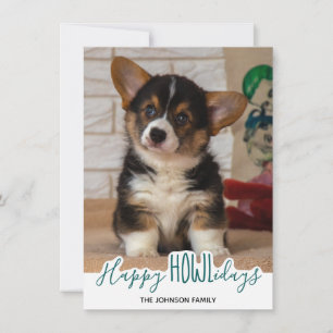 Glad helg från Hund - Grönt Pet Photo Julkort