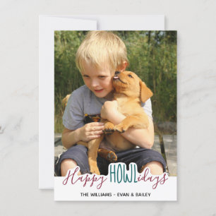 Glad helg från Hund - Grönt Red Pet Photo Julkort