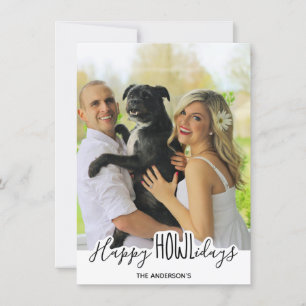 Glad helg från Hund - White Black Pet Photo Julkort