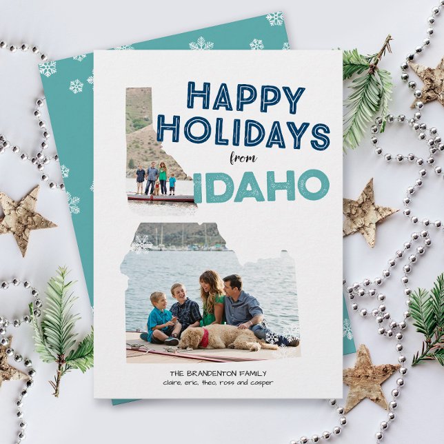 Glad helg från Idaho Photo Helgdag Card Julkort (From Idaho with love two photo Christmas holiday card and moving announcement )