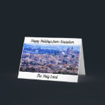 Glad helg från Jerusalem, Heligan Tack Kort<br><div class="desc">Universalkort Julhälsningar med panoramabild av Jerusalem på framsidan av kortet. Fotografi av Neil Lewis Willens. Utmärkt syn på det Heliga landet och dess många gudstjänstlokaler,  inklusive den återuppbyggda gamla stadsmuren runt staden David.</div>