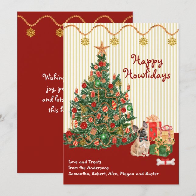 Glad helg Fransk Bulldog Hund Träd Presenter (Fram/baksida)