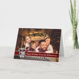 Glad helg Fullt Card-foto med Cute Snögubbe