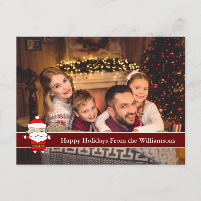 Glad helg Fullt Card-foto och cute Santa Vykort (Framsida)