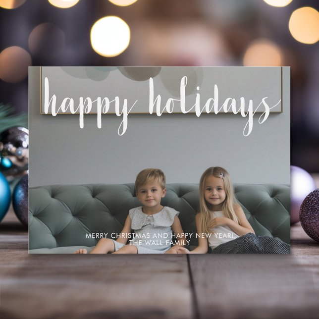 Glad helg Fullt fotomodern skript Julkort (Modern Christmas Photo Greeting Card)