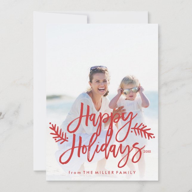 glad helg Fullt Photo Chic Hand Lettered Julkort (Framsida)