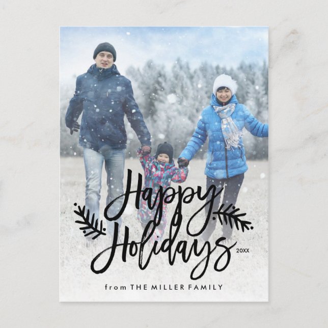 Glad helg Fullt Photo Chic Hand Lettered Vykort (Framsida)