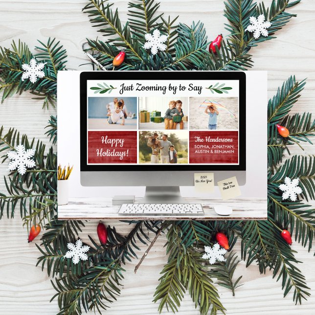 Glad helg Funny Zoom Quarantine Photo Collage Julkort (Skapare uppladdad)