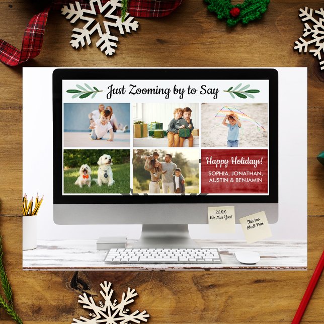 Glad helg Funny Zoom Quarantine Photo Collage Julkort (Skapare uppladdad)