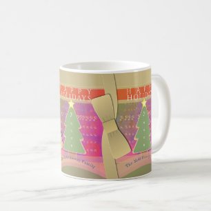 "Glad helg" Gamla Guld Bows, Träd Monogram Kaffemugg