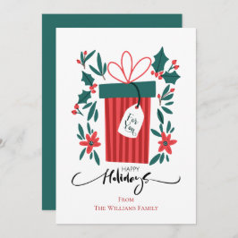 Glad helg-gåva och blommor julkort