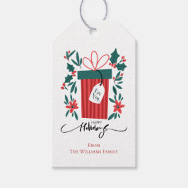 Glad helg-gåva och blommor presentetikett