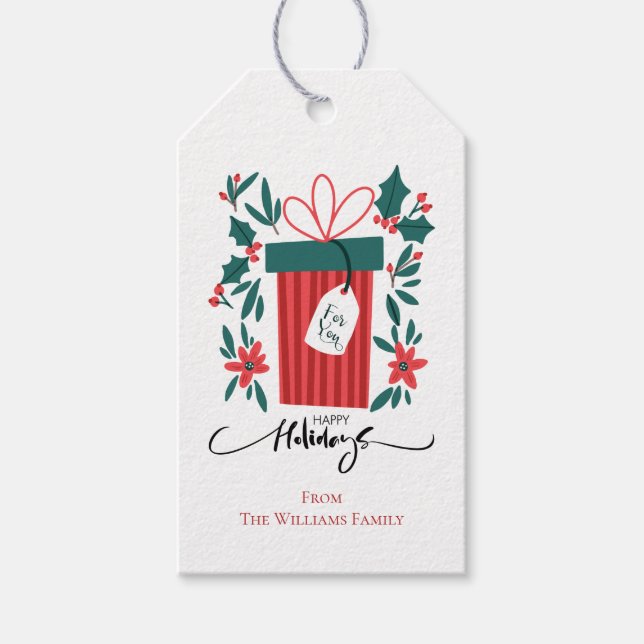 Glad helg-gåva och blommor presentetikett (Framsidan)