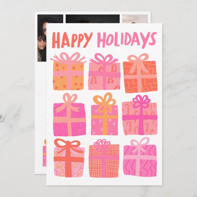 GLAD HELG ger julfoton ANPASSNINGSBAR 3 Foton Julkort (Fram/baksida)