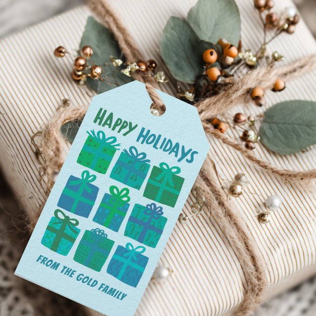 GLAD HELG ger Presenter julklapp ANPASSNINGSBAR Presentetikett (HAPPY HOLIDAYS Gifts Presents Christmas Cute Hand-drawn CUSTOM Gift Tags
)