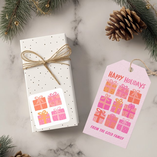 GLAD HELG ger Presenter julklapp ANPASSNINGSBAR Presentetikett (HAPPY HOLIDAYS Gifts Presents Christmas CUSTOM Gift Tags and matching stickers
)