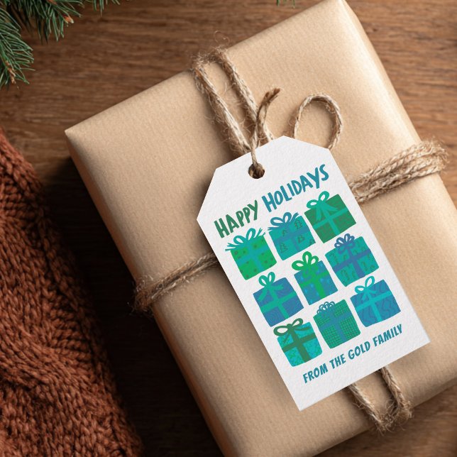 GLAD HELG ger Presenter julklapp ANPASSNINGSBAR Presentetikett (HAPPY HOLIDAYS Gifts Presents Christmas CUSTOM Hand Drawn Cute Gift Tags
)