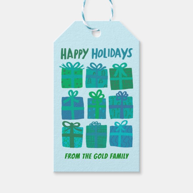 GLAD HELG ger Presenter julklapp ANPASSNINGSBAR Presentetikett (Framsidan)