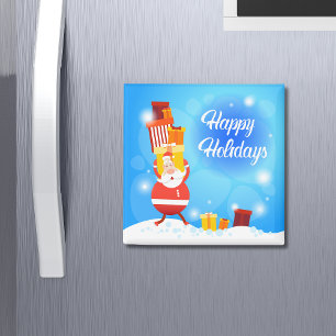 Glad helg Gift Carrying Santa Jul Magnet