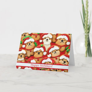 Glad helg Gingerbröd Cookies söta Hundar Santa Kort